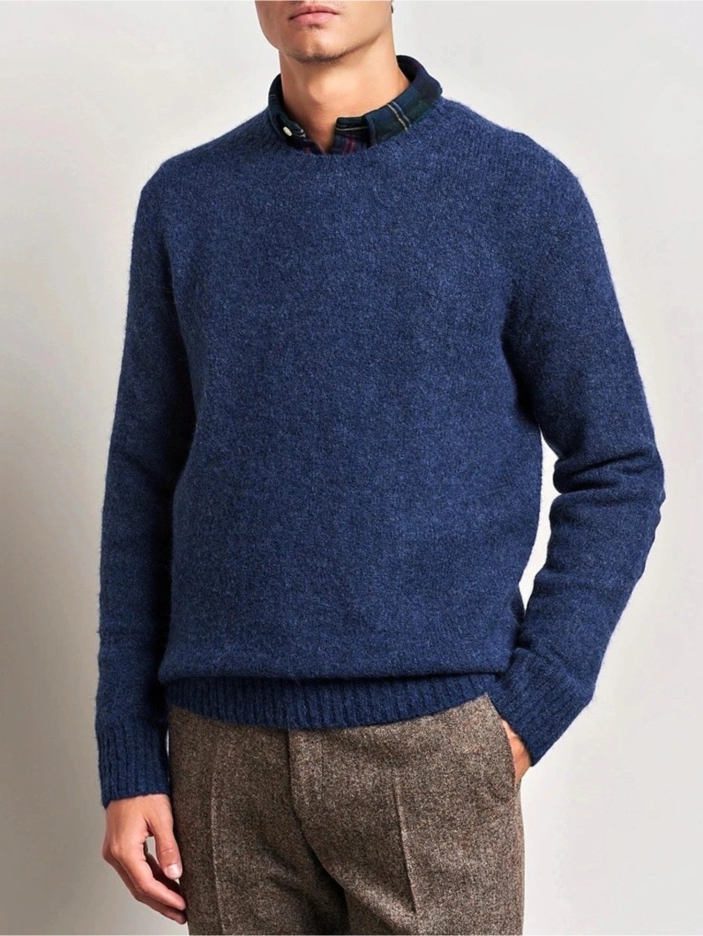 Men's Blue Crewneck Jack and Jones premium tomorrow lambswool luxury sweater